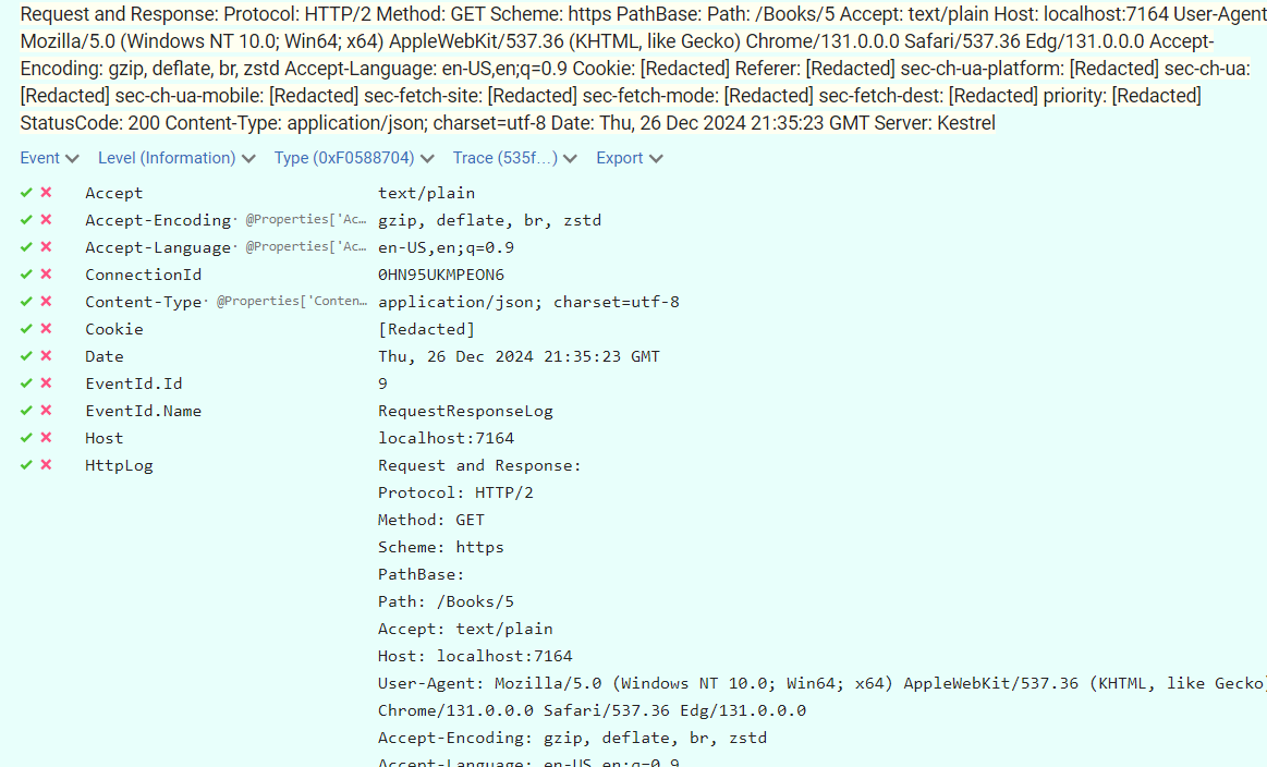 Request and Response combined logs