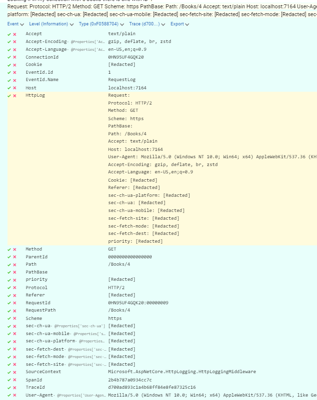 Details of the HTTP Request